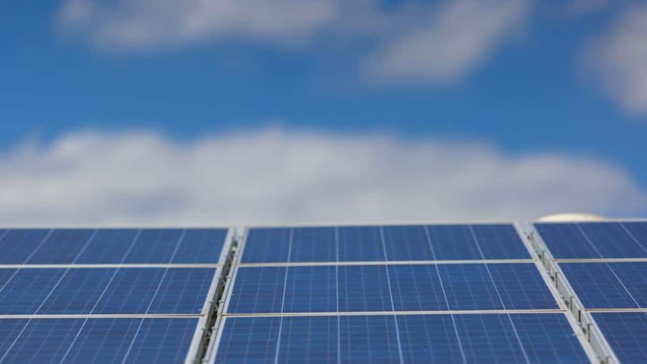 Rooftop solar panels.