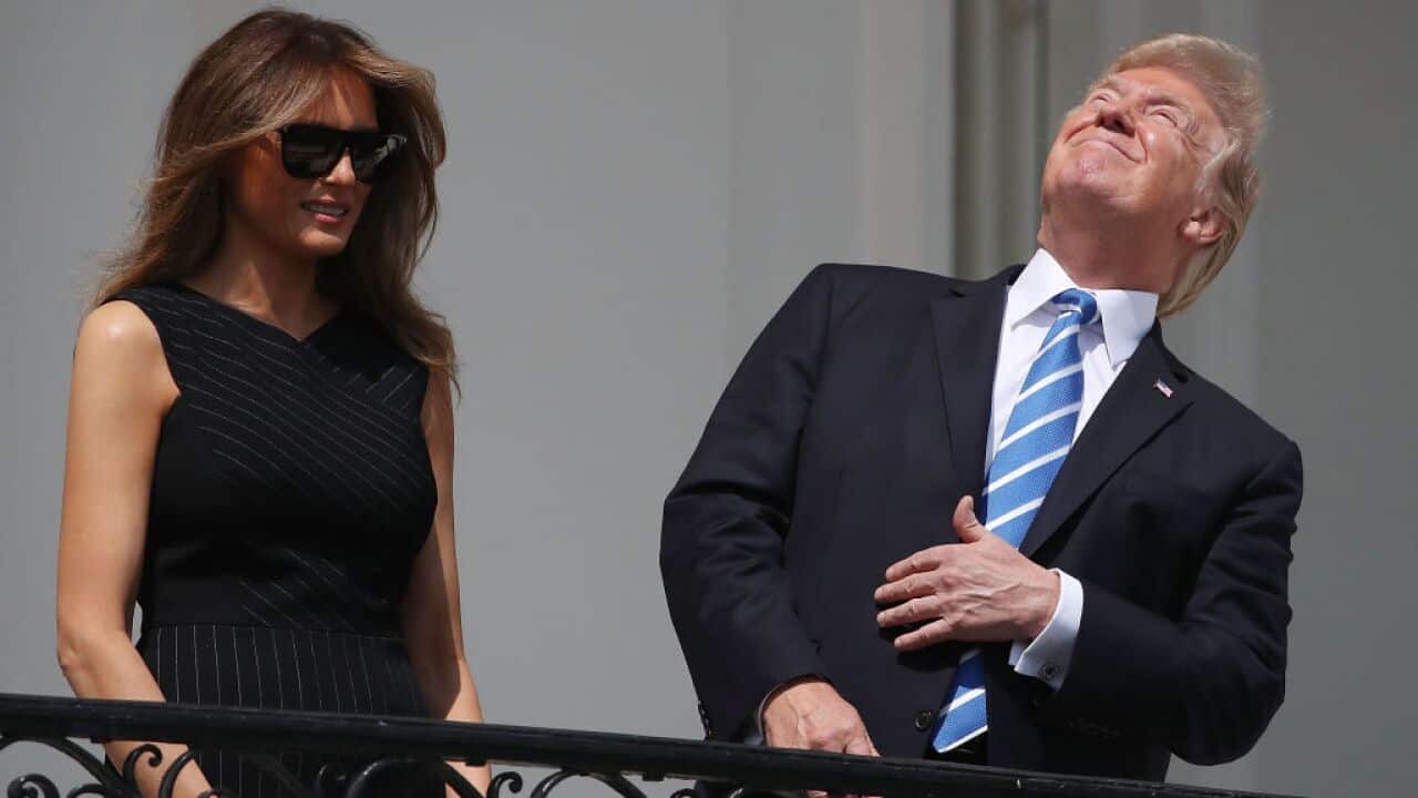 President Trump Views The Eclipse From The White House