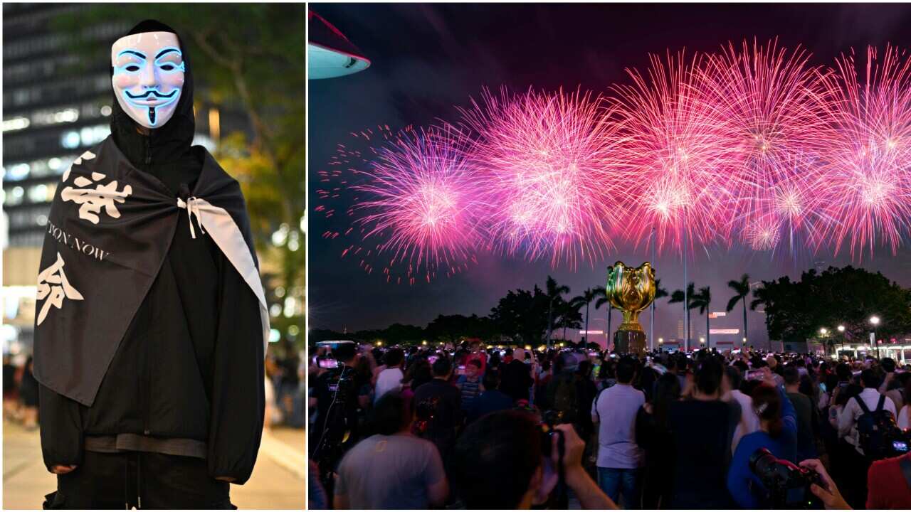 Thousands of locals and tourists have been draw to Victoria Harbour for the light spectacular.