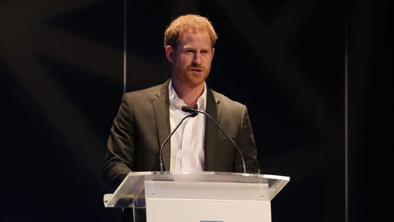 Prince Harry, Duke of Sussex, speaks at a sustainable tourism summit at the Edinburgh International Conference Centre.