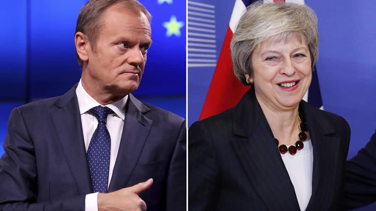 Donald Tusk and Theresa May.