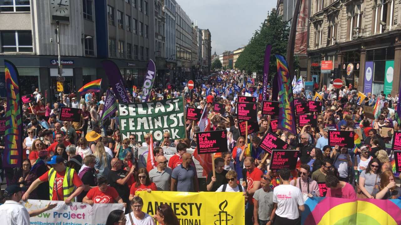 Protesters in Belfast