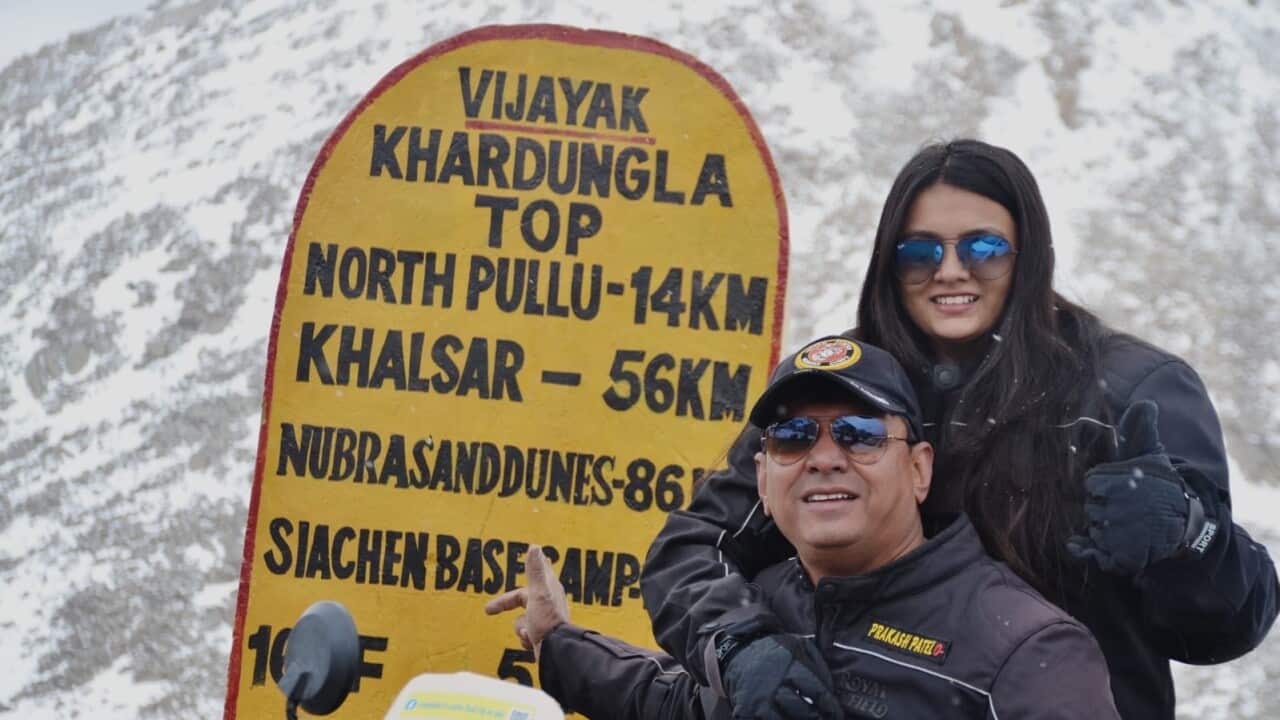 Father Prakashbhai and daughter Priyal went on the trip to Leh - Ladakh on the bike.