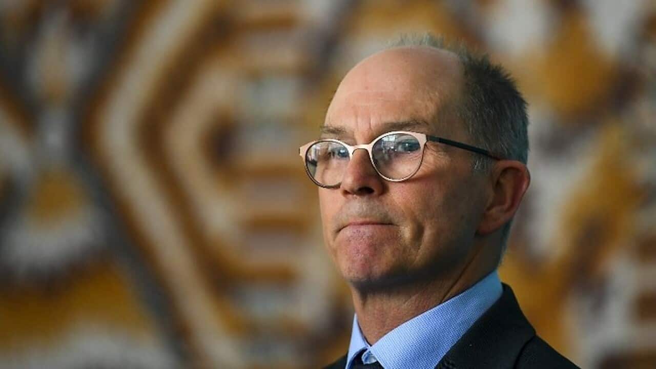 Paul Kelly speaks to the media on Monday.