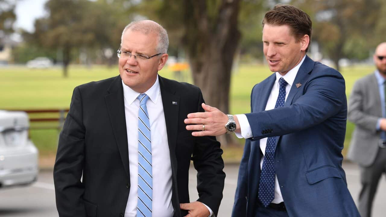 Prime Minister Scott Morrison and Andrew Hastie.