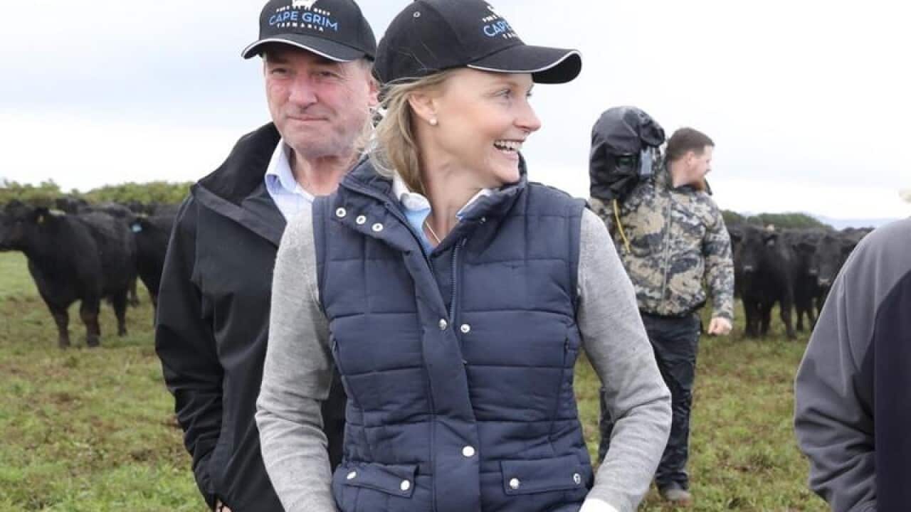 Sarah Courtney during a visit by then prime minister Malcolm Turnbull.