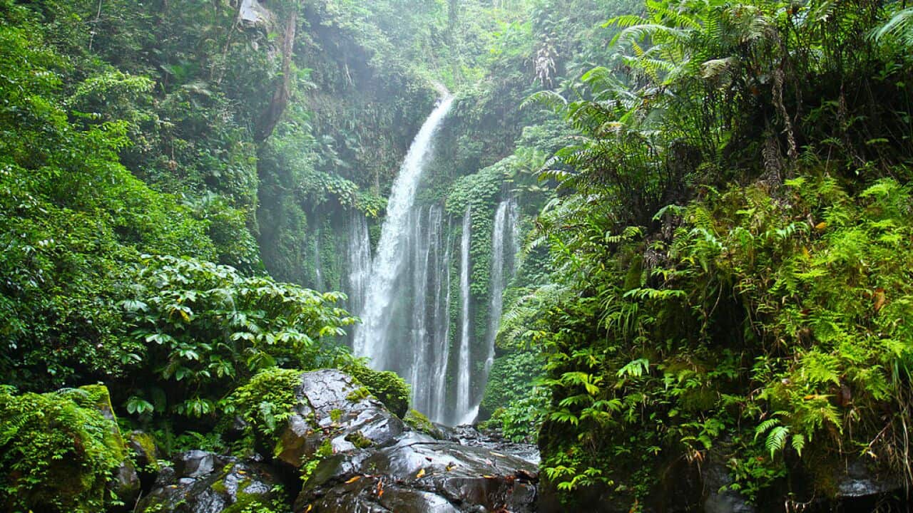Tiu Kelep waterfall in Lombok island, Indonesia