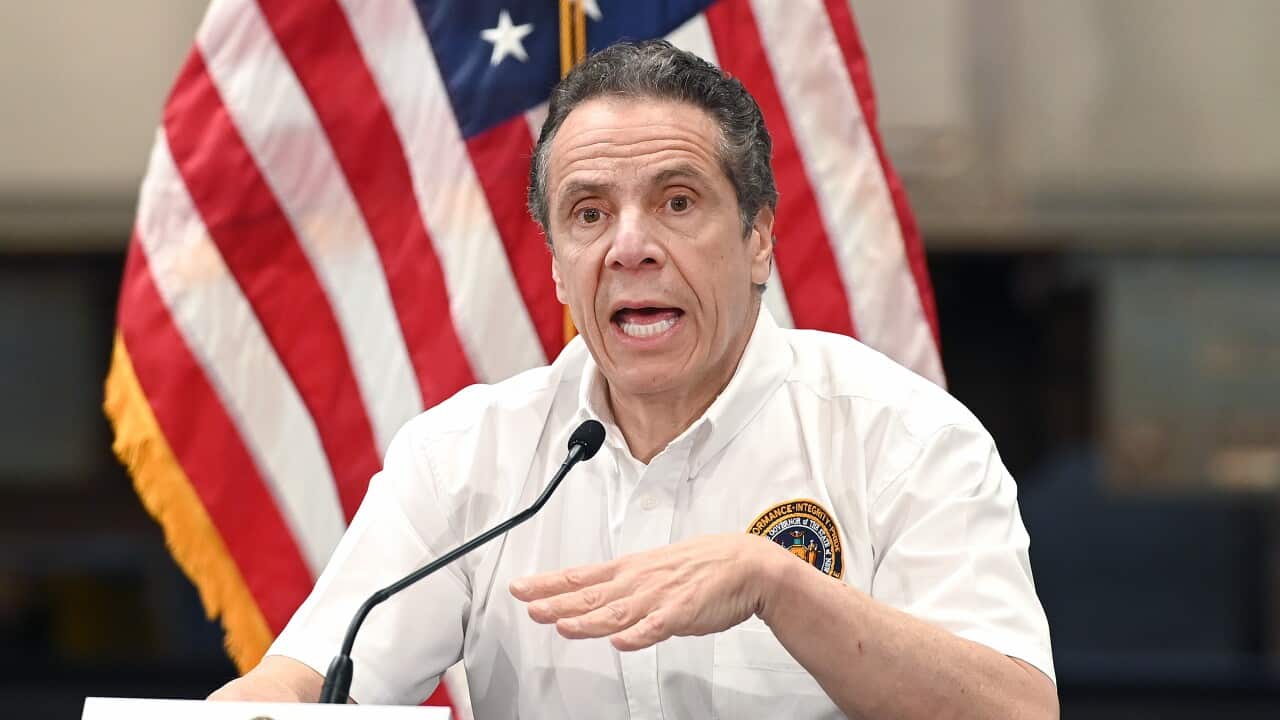 New York governor Andrew Cuomo speaks during a press conference.