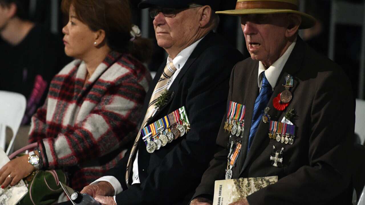 Ex-servicemen during the Anzac Day dawn service in Sydney