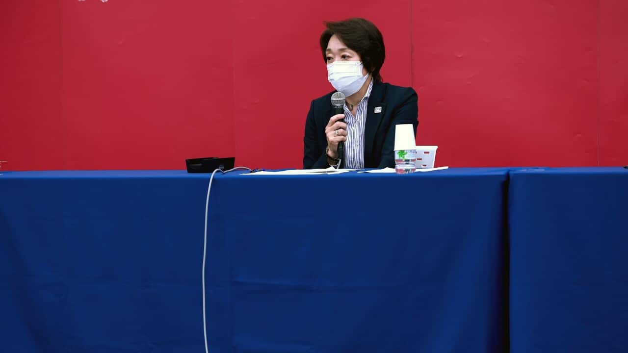 Tokyo 2020 president Seiko Hashimoto speaks during a press conference, in Tokyo, Thursday, July 8, 2021. (Behrouz Mehri/Pool Photo via AP)