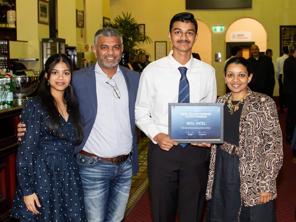 Indian origin cricketer Neel Patel (2R) with his family. Credit: Cricket NSW