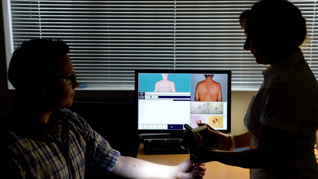 Stock images of a patient being checked for skin cancers at a skin cancer clinic in Sydney, Wednesday, Jan. 8, 2014. (AAP Image/Dan Himbrechts) NO ARCHIVING