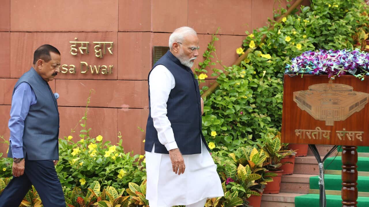Indian Prime Minister Narendra Modi addresses the media ahead of Parliament monsoon session in New Delhi