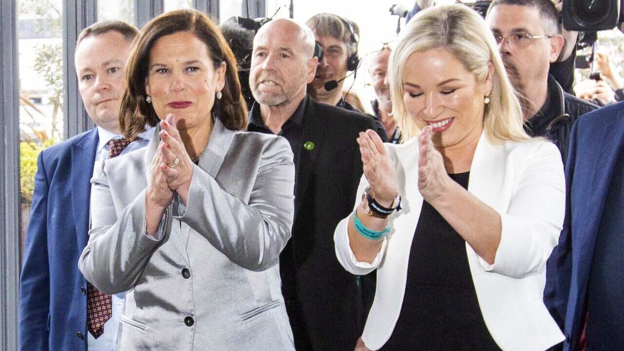 Sinn Fein President Mary Lou McDonald with Vice-President Michelle O'Neill