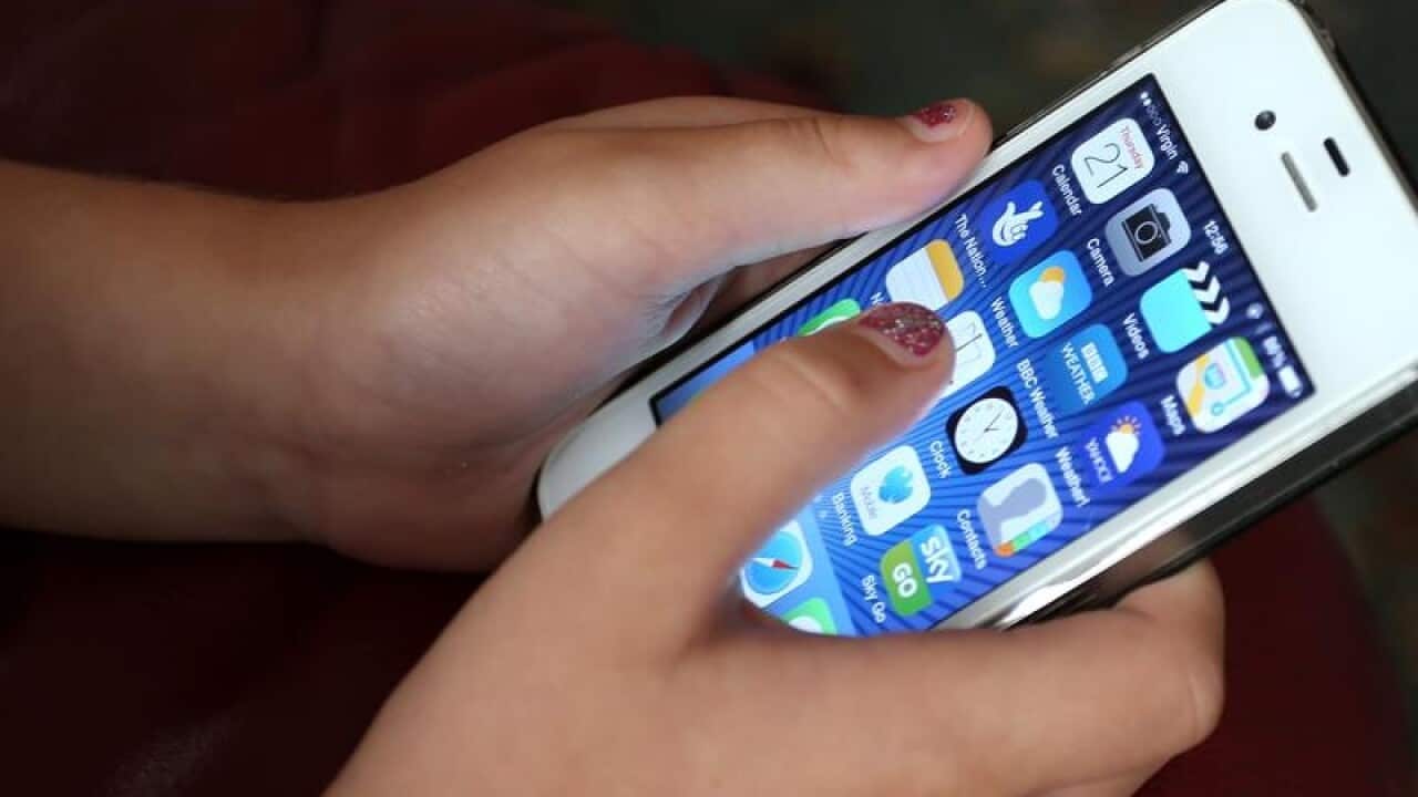 A child using a smartphone