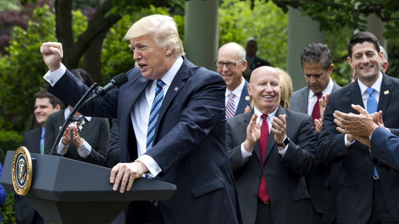 President Donald Trump speaks after the House voted to repeal and replace Obamacare with a Republican version of the health care law.
