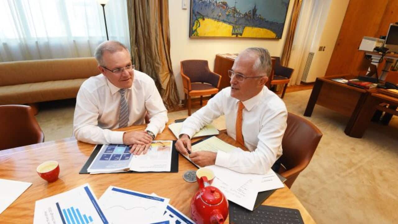 Prime Minister Malcolm Turnbull and Treasurer Scott Morrison, ahead of tomorrow’s budget announcement.