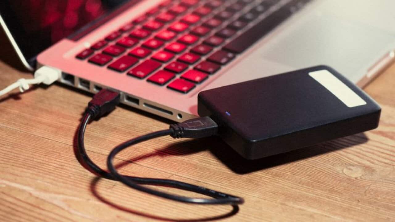 External Hard Drive Connected to Laptop