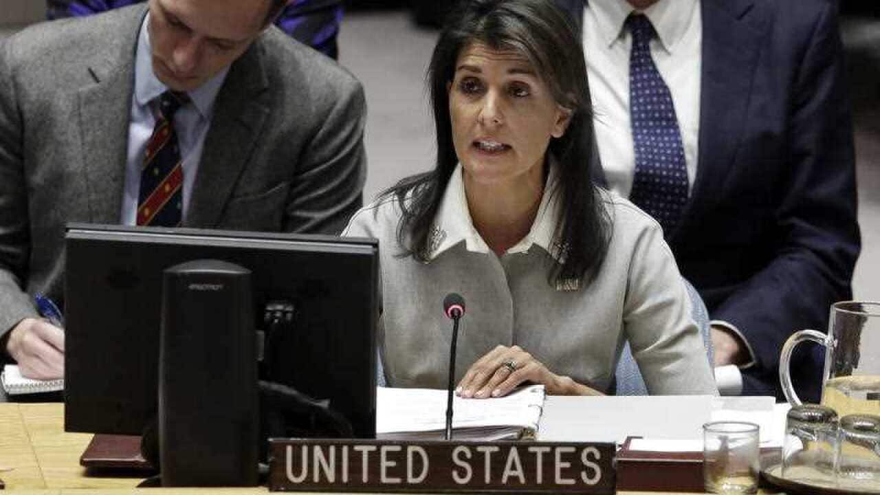 In this Dec. 8, 2018, photo, U.S. Ambassador to the United Nations Nikki Haley speaks at United Nations headquarters.