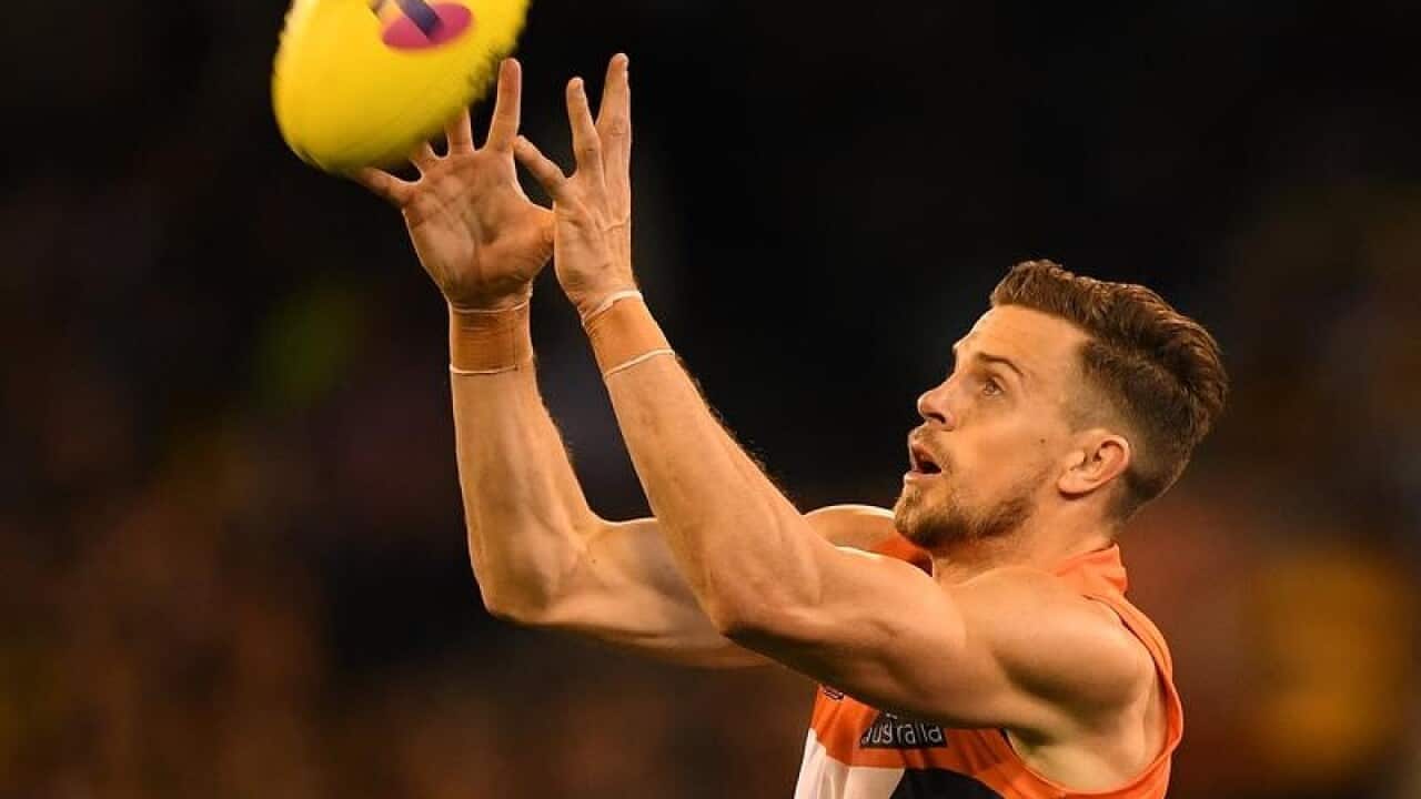 A file image of AFL player Brett Deledio of the Giants in action.