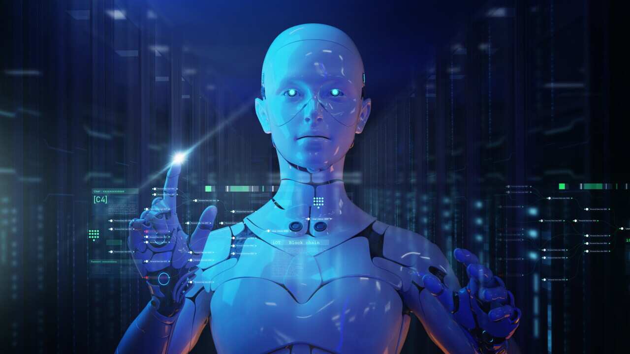 Robotic process automation RPA Document management system DMS for company digital transformation paperless workflow, better data search store share and security cloud technology. futuristic 3D robot