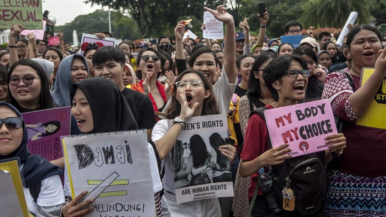 A Women's March in Jakarta earlier this year.