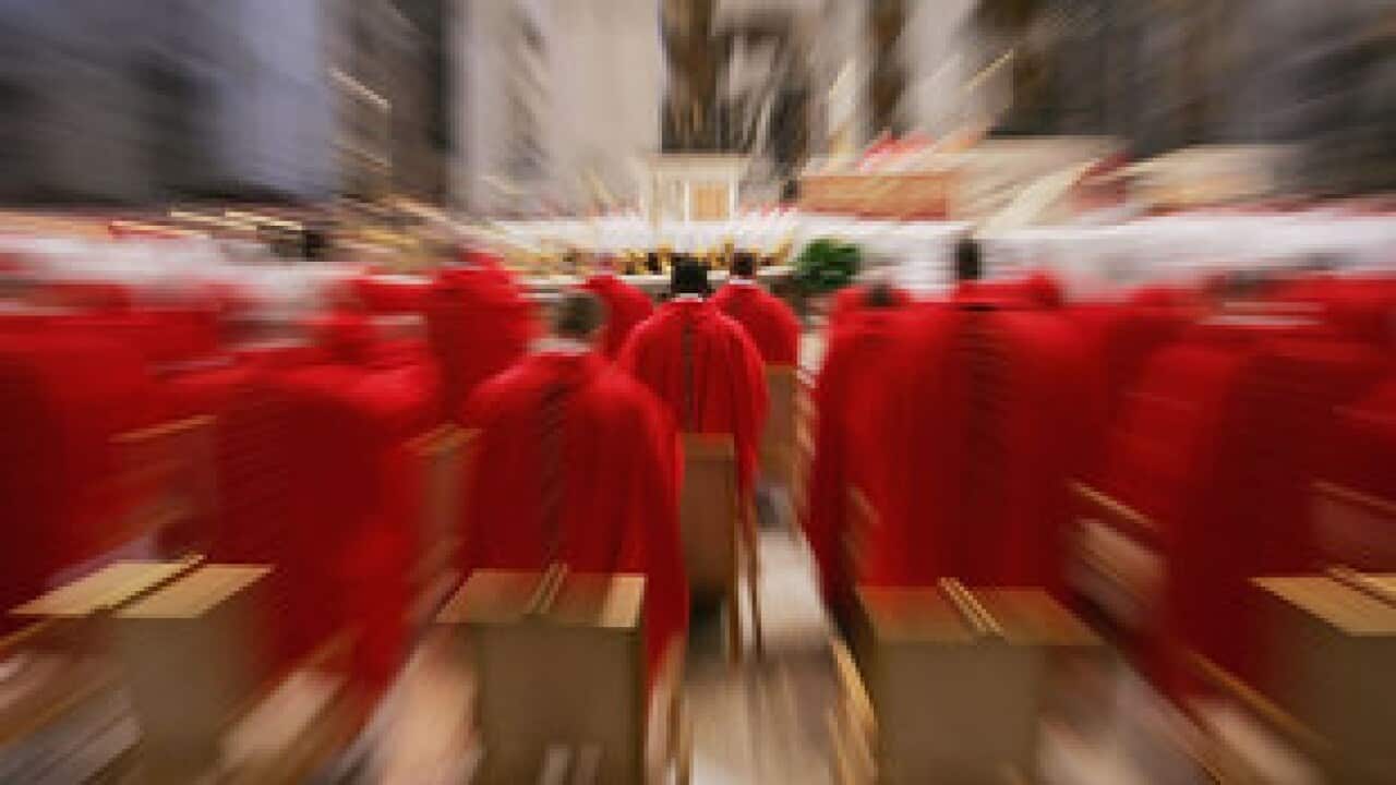 Cardinals attend Mass before the papal conclave April 18, 2005.