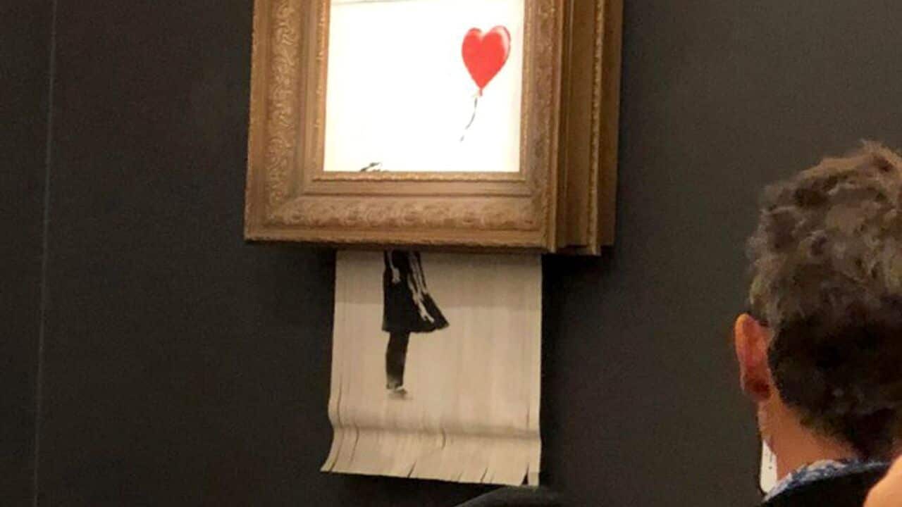 Banksy's artwork, Girl With Balloon which shredded itself after being sold.