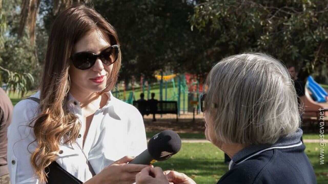 SBS Anastasia Tarasova with a guest of commemoration picnic at Caulfiel Park