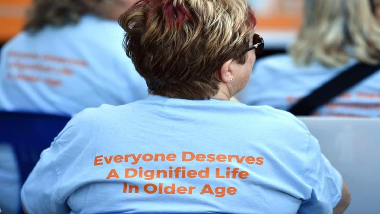 Pensioners at Sydney rally.