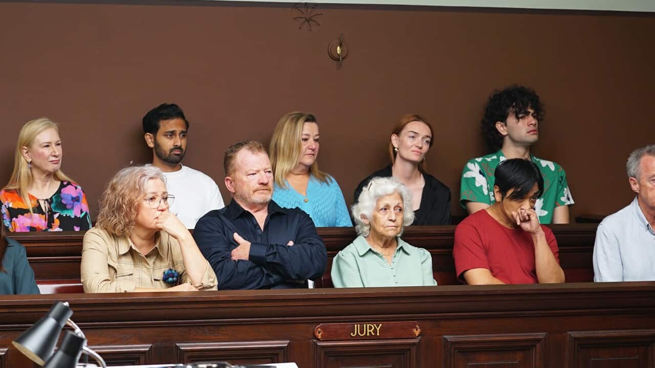 In the courtroom in The Jury: Death on the Staircase