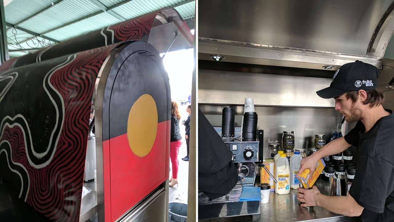 Chea Gardiner and the Wheelly Good Coffee cart