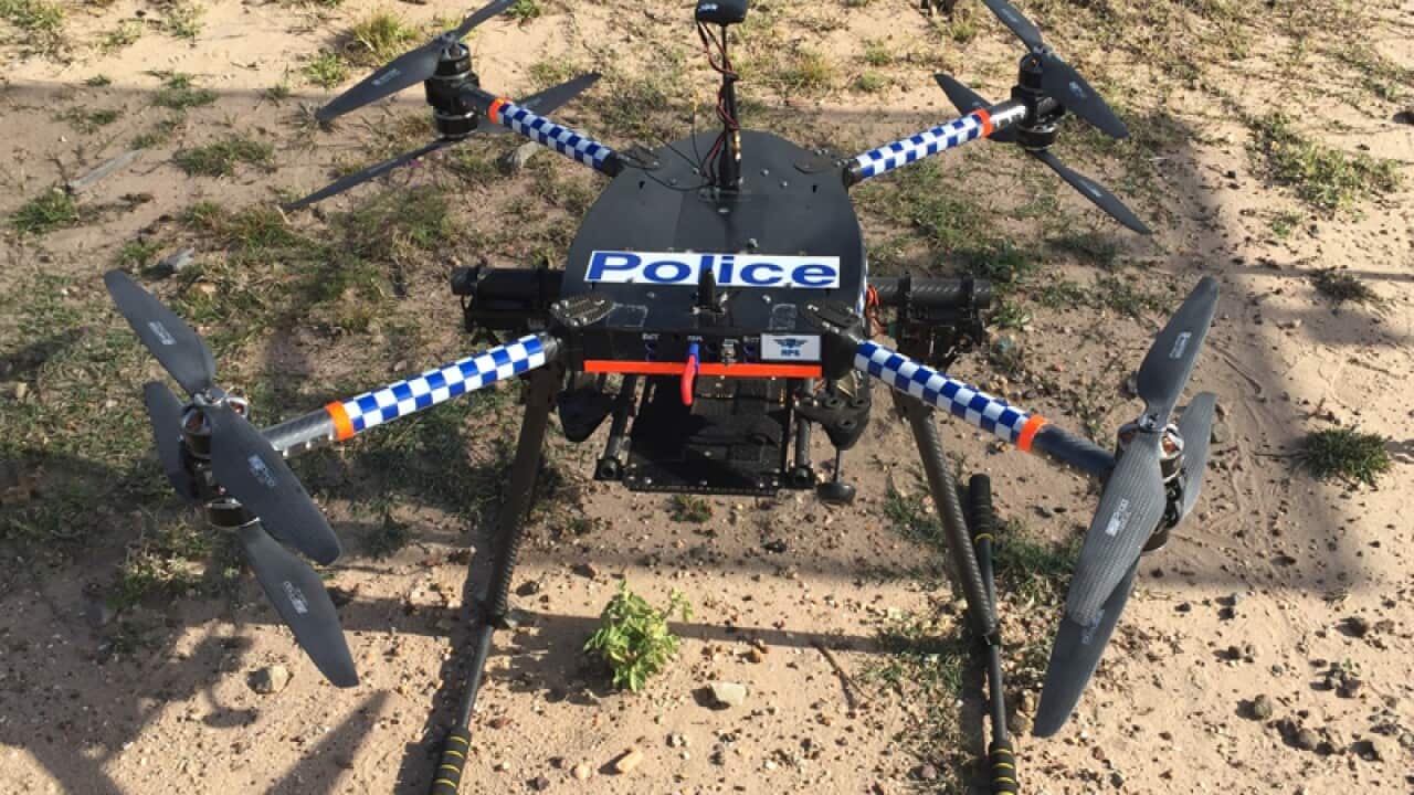 A Queensland police drone in action