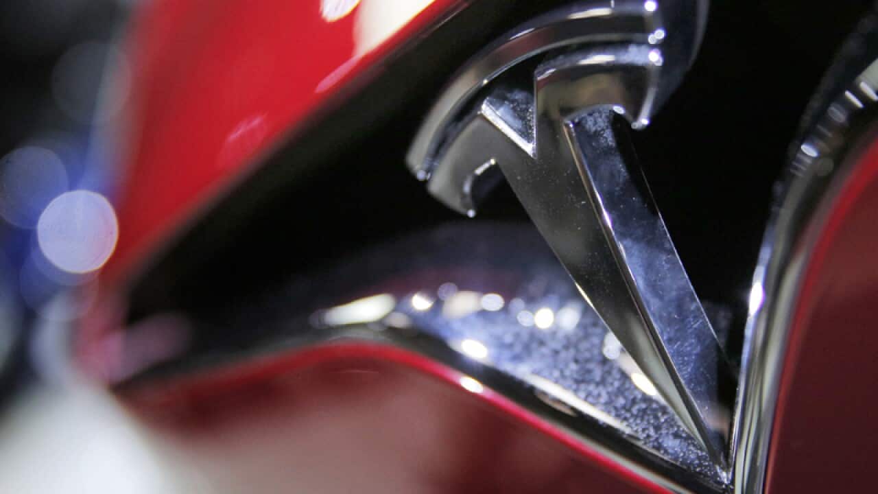 The logo of Tesla