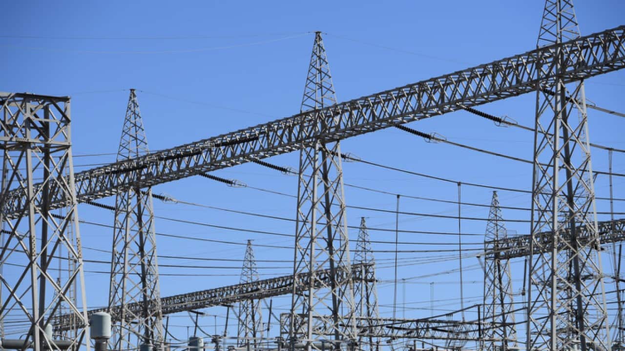 High voltage electricity transmission lines at the Liddell Power Station in New South Wales