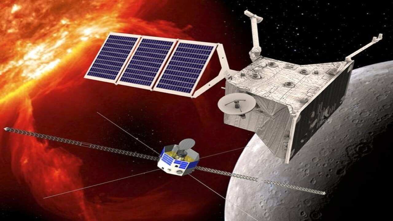 An artist's impression of the two BepiColombo orbiters.