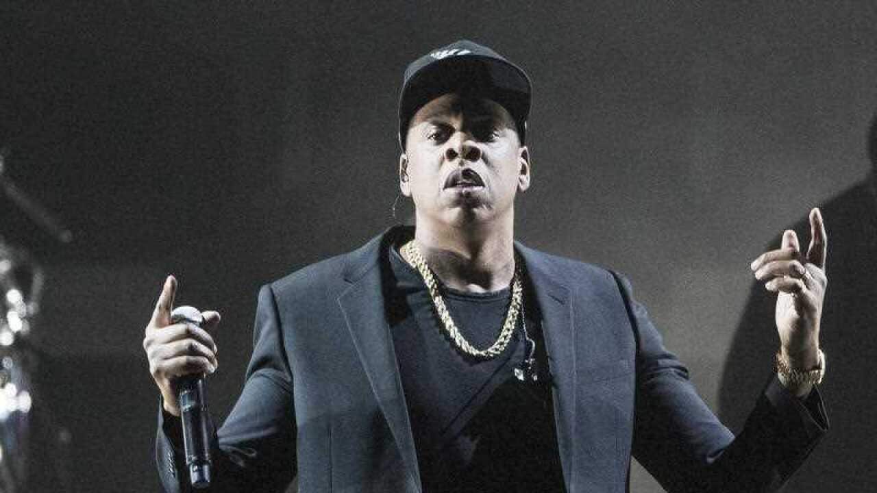 Jay-Z performs during a campaign rally.