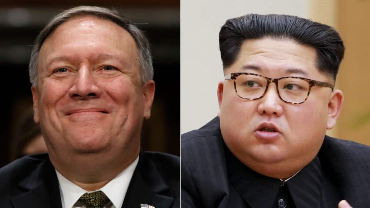 Composite image of Secretary of State-designate Mike Pompeo and North Korea leader Kim Jong-un