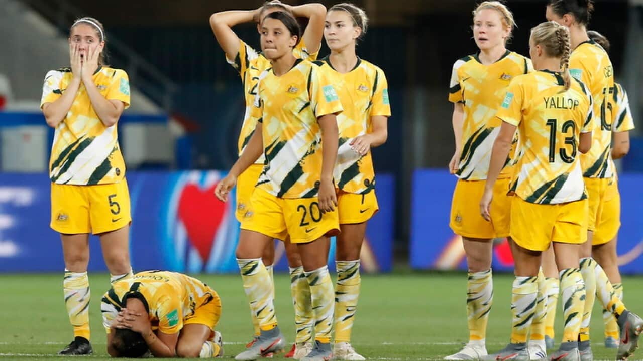 Disappointed Australian players after being eliminated from the World Cup