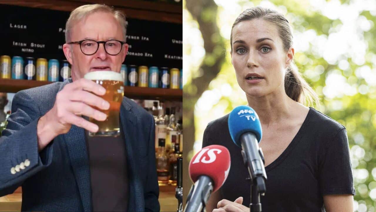 Australian PM Anthony Albanese (left) and Finnish PM Sanna Marin (right).