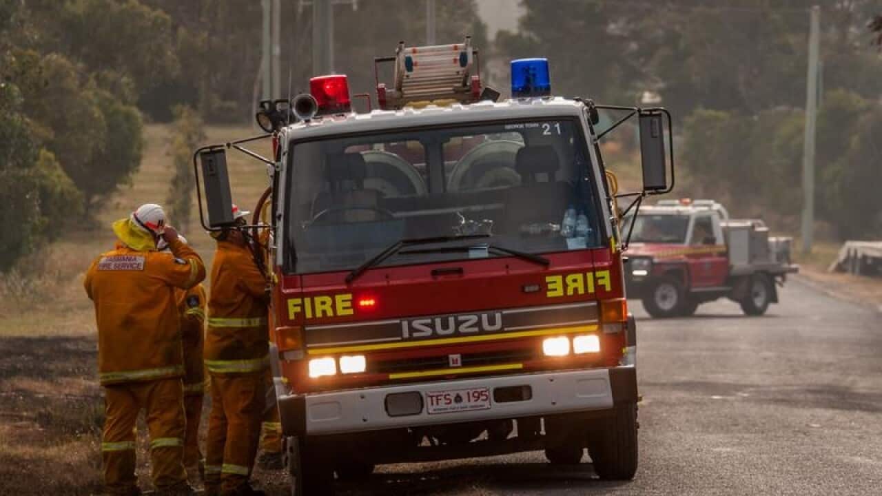 Firefighters at a bushfire in the George Town area (file image)