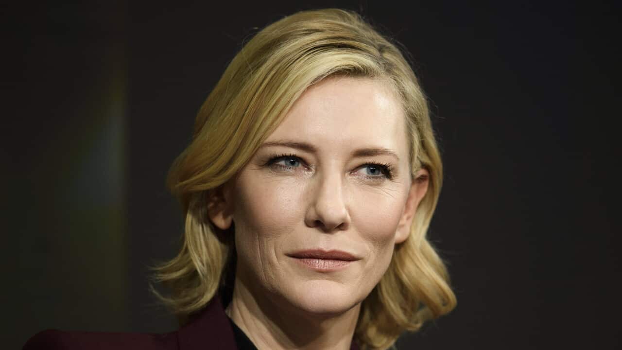 Cate Blanchett, speaks on the opening day of the 48th annual meeting of the World Economic Forum.