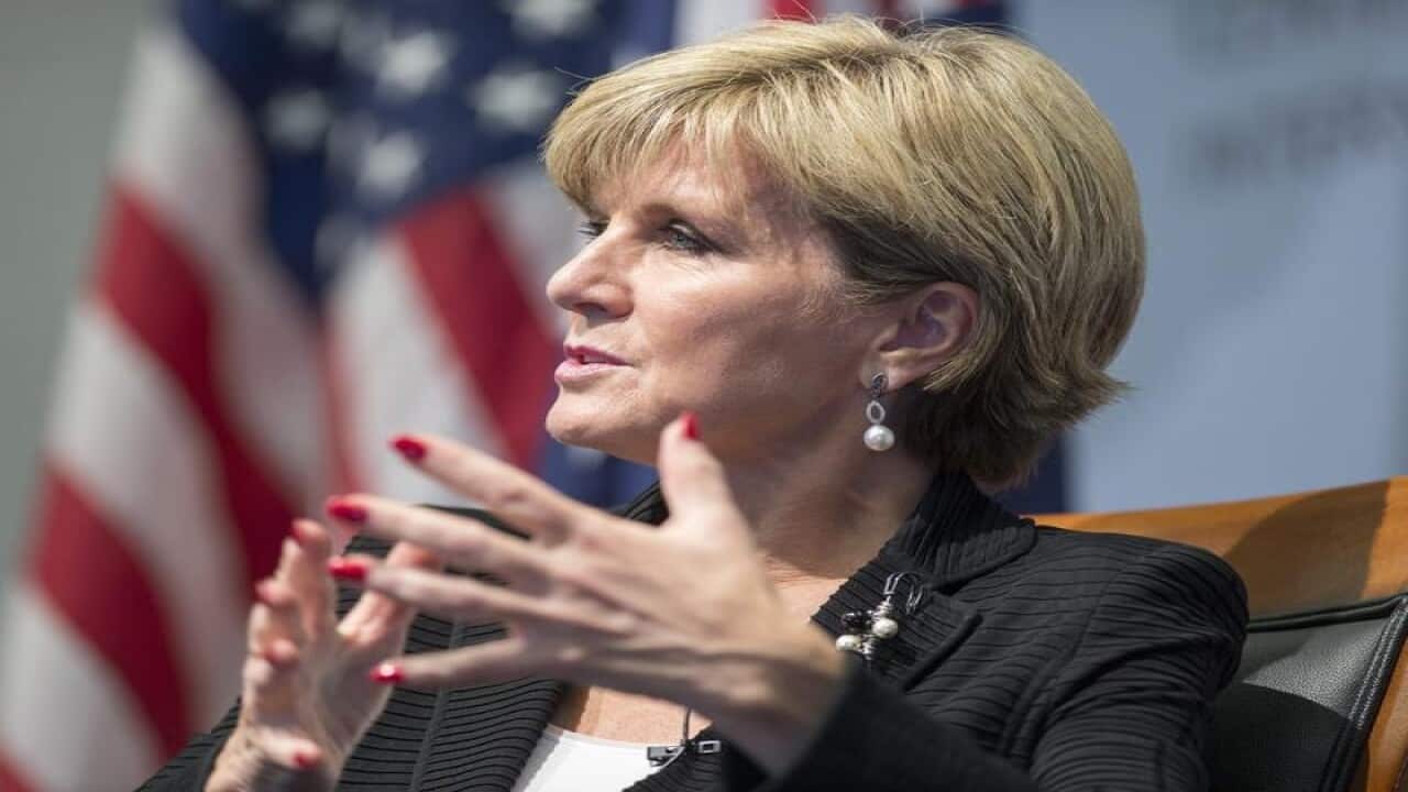 Minister for Foreign Affairs Julie Bishop speaks at a conference.