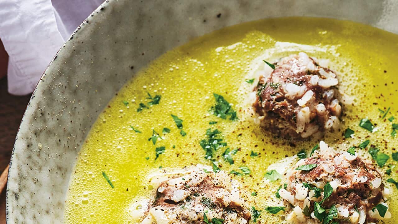 Youverlakia Meatballl, lemon and dill soup