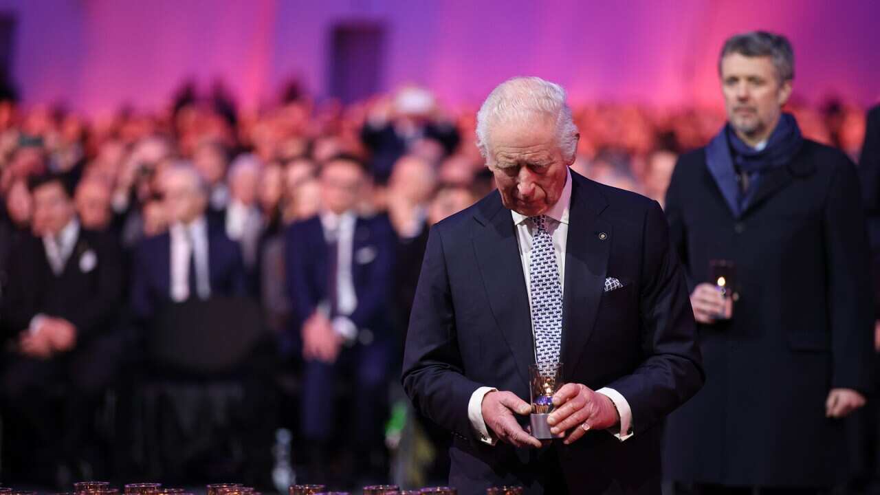 King Charles III attends the commemorations of the 80th anniversary of the liberation of Auschwitz-Birkenau (AAP).