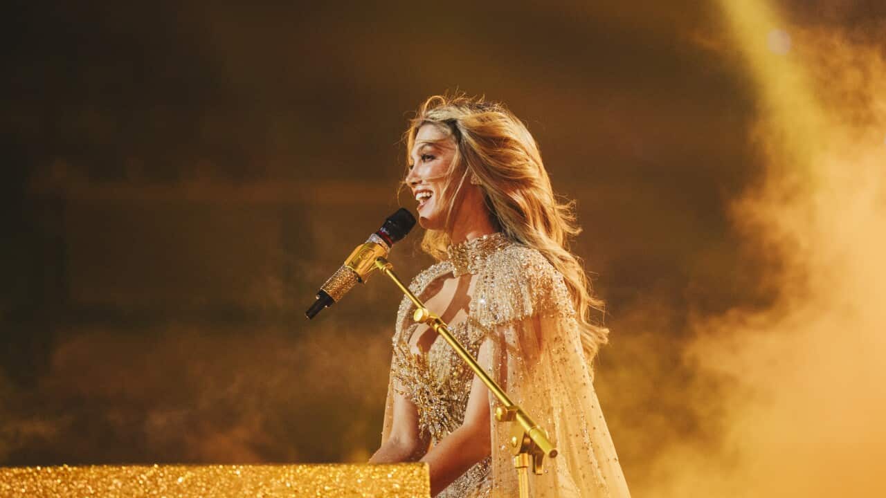 Delta Goodrem performing Eclipse for Australia during the Second Rehearsal at Wiener Stadthalle, Vienna 2026.
