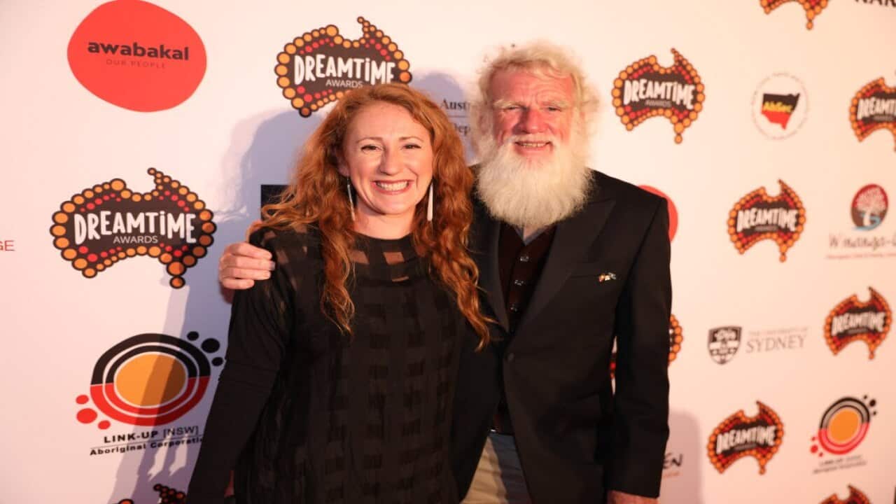 Bruce Pascoe and his daughter, Marnie at the National Dreamtime Awards