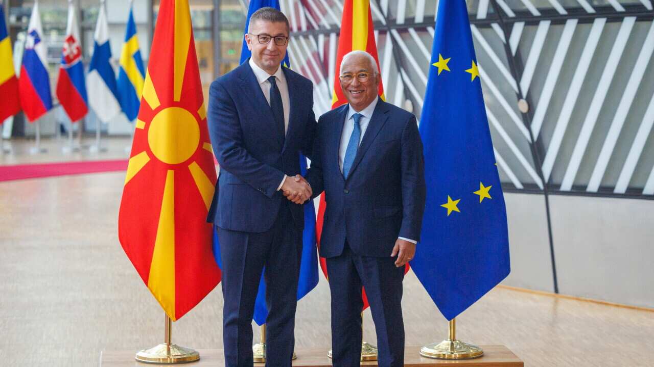 EU's Costa meets and North Macedonian PM Mickoski in Brussels