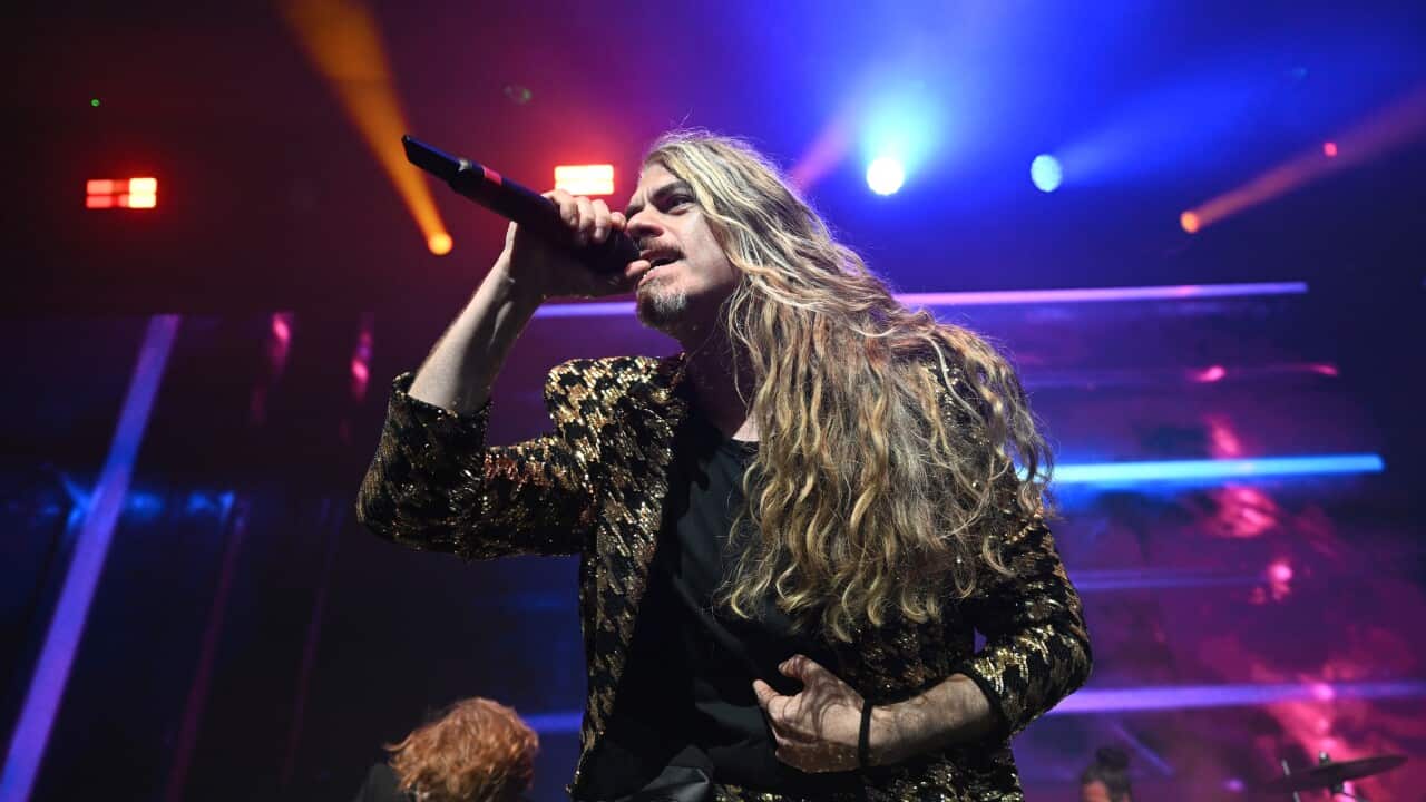 Voyager's Danny Estrin performs during the London Eurovision Party 2023