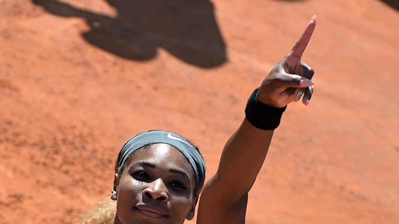 US player Serena Williams leaves the court